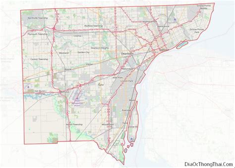 Map of Wayne County, Michigan - Thong Thai Real