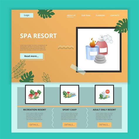 Estampa de página de aterrizaje plana del complejo spa recreación del