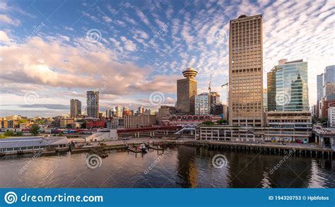 Sunset Over Downtown Vancouver And The Waterfront Seabus Terminal