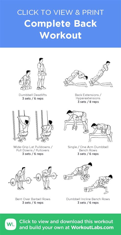 Complete Back Workout – click to view and print this illustrated exercise plan created with # ...