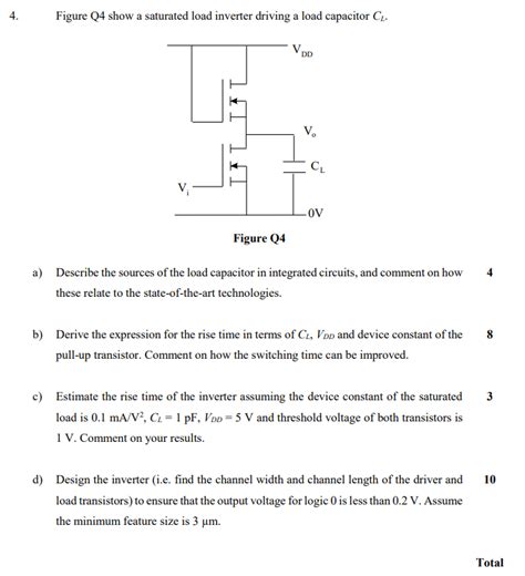 Solved 4 Figure Q4 Show A Saturated Load Inverter Driving A Chegg