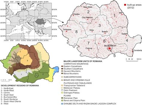 The Development Regions And The Major Landform Units Of Romania The