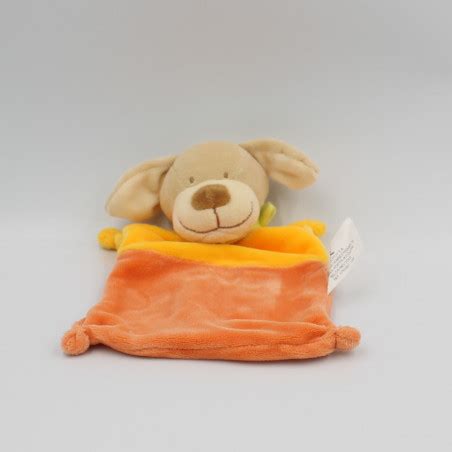 Doudou Plat Chien Jaune Orange Nicotoy