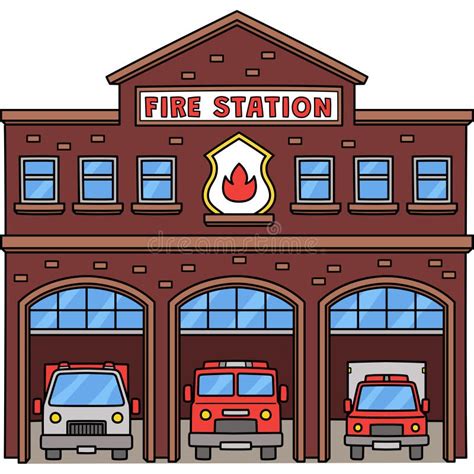 Fire Station Cartoon Colored Clipart Illustration Stock Vector ...