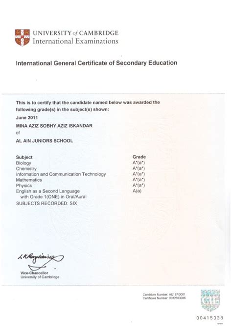 Cie Igcse Certificate