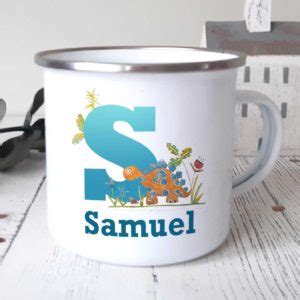 Dinosaur Camping Mug Personalised Enamel Mugs Tiger Lily Prints