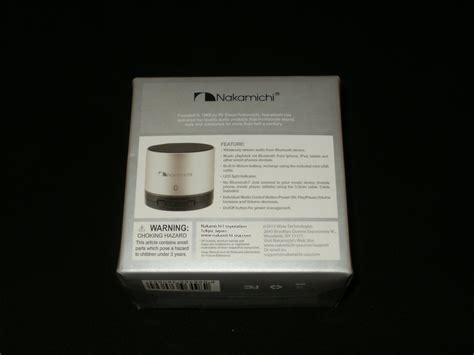 Nakamichi Wireless Music Bluetooth Portable Speaker Silver Bt05s Brand New