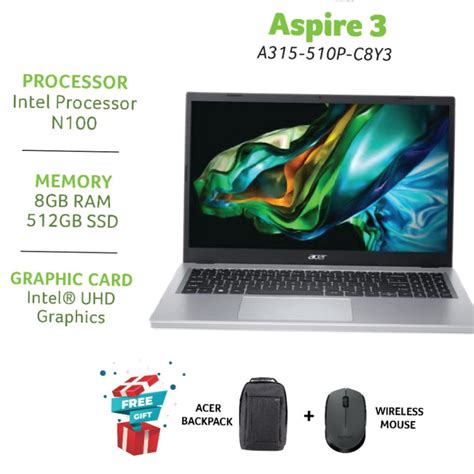 Acer Aspire 3 A315 510p C8y3 Laptop N100 8gb Ram 512gb Ssd Intel