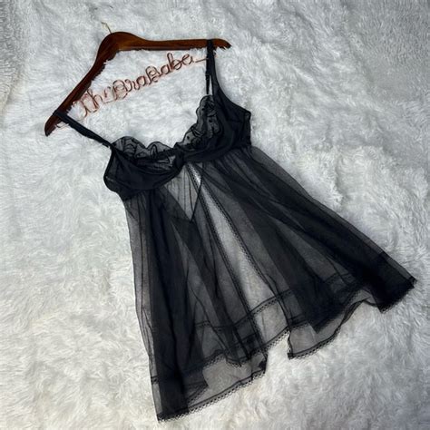 Victoria S Secret Intimates Sleepwear Black Lace Babydoll Lingerie Victorias Secret Angels