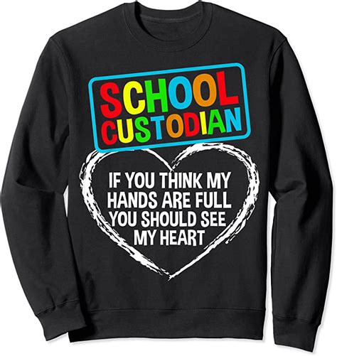 New Funny School Custodian Design For Men Women Janitor Heart T Shirts