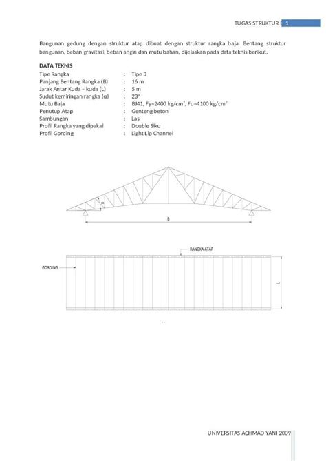 DOCX TUGAS PERENCANAAN RANGKA ATAP BAJA DOKUMEN TIPS