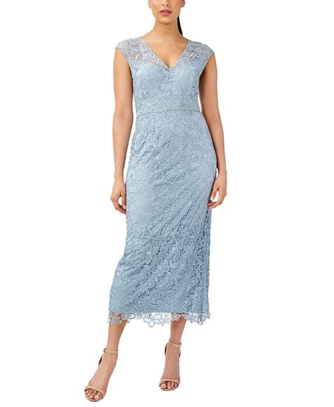 Adrianna Papell Womens Lace Midi Dress Macys