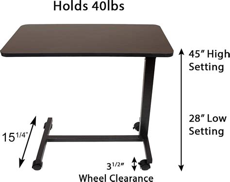 Roscoe Medical Bandeja De Cama Con Ruedas Mesa De Bandeja Rodante