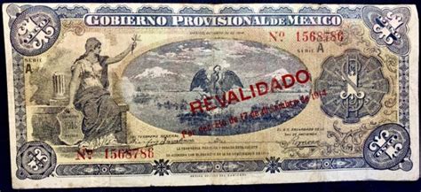 Cédula 1 Peso carimbo REVALIDADO de 1914 México