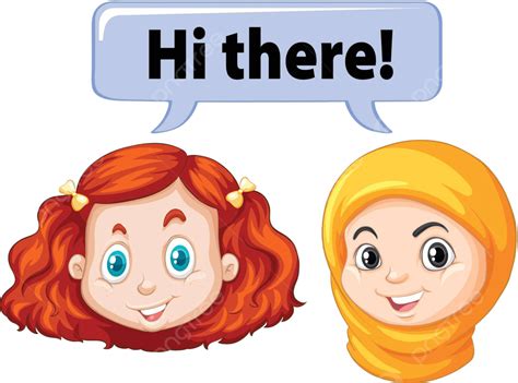 Two Girls Saying Hello Illustration Art Girl Vector Illustration Art