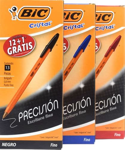 Lapiceros Bic Punto Fino 3 Cajas 1 Negra 1 Azul Y 1 Roja PAPELERIA