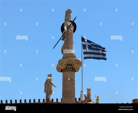 Statue Of Athena Goddess Of Athens And Heroes Academy Building Athens