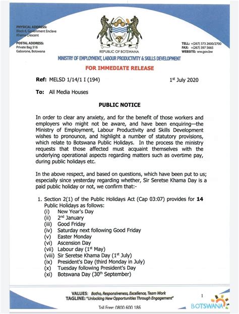 Botswana Government On Twitter Public Notice Paid And Unpaid Public