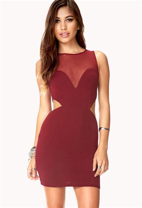 Forever 21 Red Dress With Sheer Neckline Forever 21 Anniversary