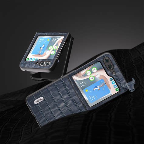 For Samsung Galaxy Z Flip Abeel Crocodile Texture Genuine Leather