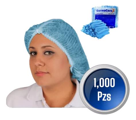 Cofia Plisada Desechable Azul Dermacare Pzas Env O Gratis