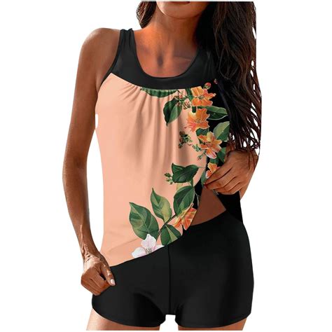 Piece Tankini For Women Women S Spring Summer Floral Print With Breast Top Two Bikini Set Swim