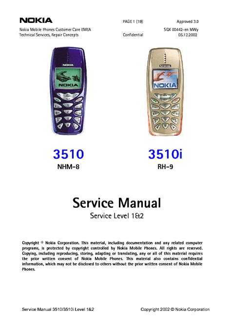 NOKIA 3510I RH-9 SERVICE MANUAL-1,2 Service Manual download, schematics ...