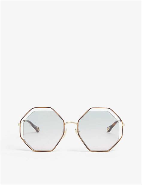 ChloÉ Ch0046s Hexagonal Frame Metal Sunglasses In Brown Endource