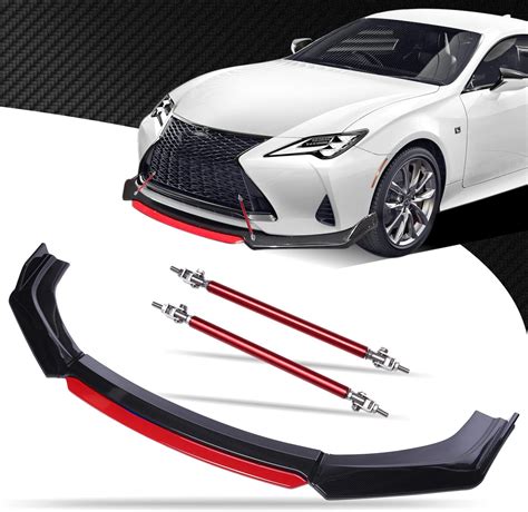 Amazon JMTBNO Universal Front Bumper Lip Body Kit Black Red ABS