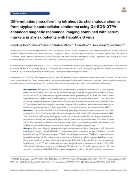 PDF Differentiating Mass Forming Intrahepatic Cholangiocarcinoma From