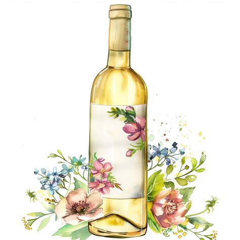 Wine Bottle With Flowers Clipart, Instant Download Watercolor for Commercial Use, Paper Crafts ...