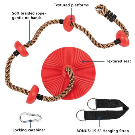 Ktaxon Tree Swing Disc Rope Swing 65ft With Leg Safety Protector And 1