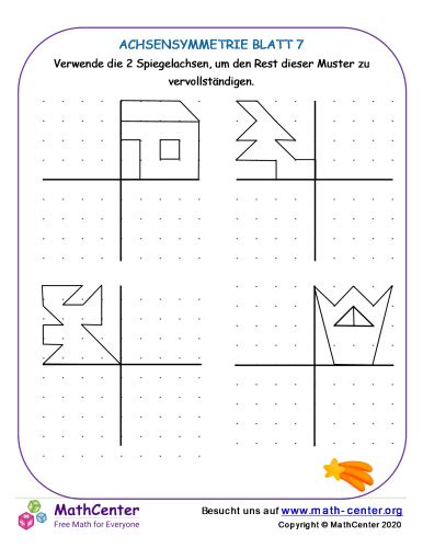 Achsensymmetrie Blatt 7 Arbeitsblätter Math Center