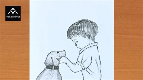 How to draw cute boy with her dog step by step pencil drawing tutorial ...