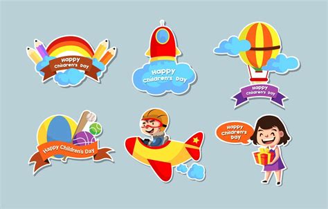 Happy Childrens Day Sticker 6986887 Vector Art At Vecteezy