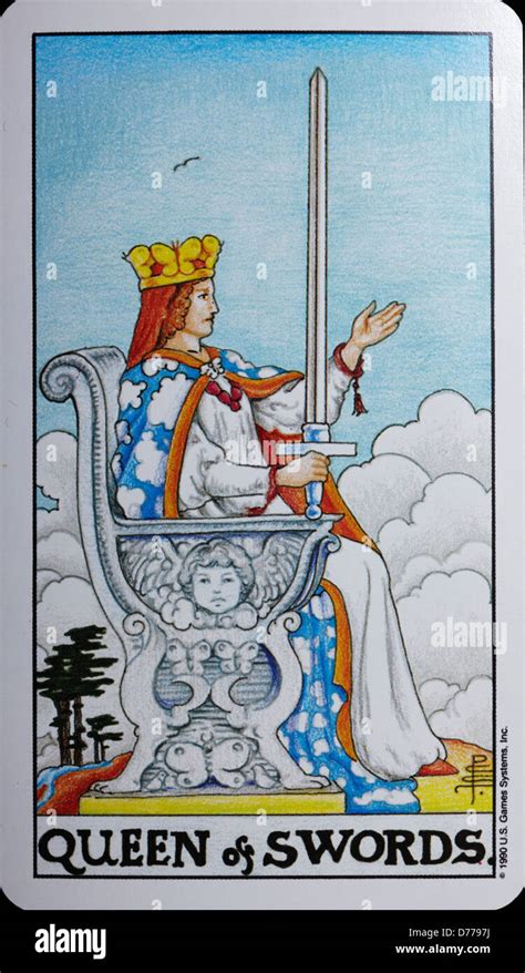 Tarot Card Queen Of Swords Stock Photo Alamy