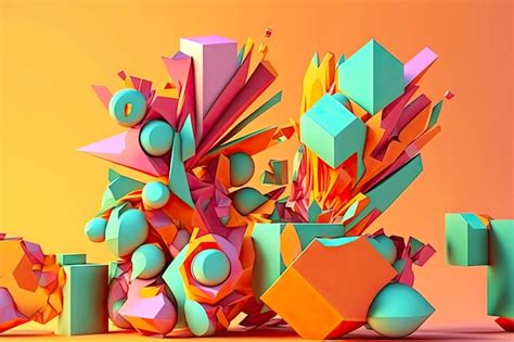 Premium Photo Bright Fun D Render Abstract Geometric Background