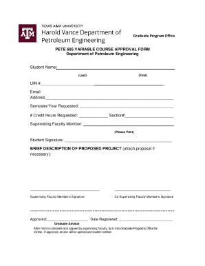 Fillable Online Pete Variable Course Approval Form Pete