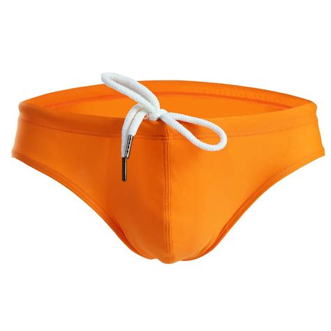 Summer Code Mens Solid Swim Briefs Drawstring Bikini Sport Swimsuit Orange Walmart