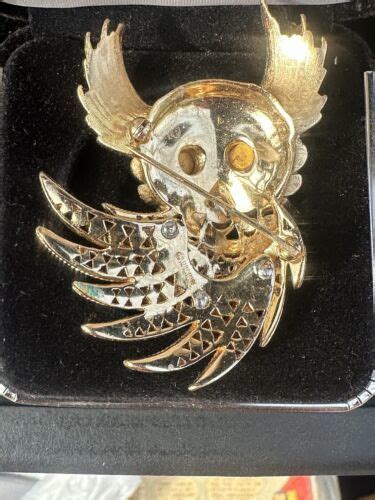 Rare S Trifari Alfred Philippe Firebirds Rhinestones Owl Brooch