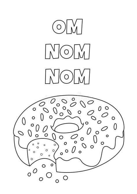 Doodle Coloring Book Page Bitten Donut Sweets Contour Illustration