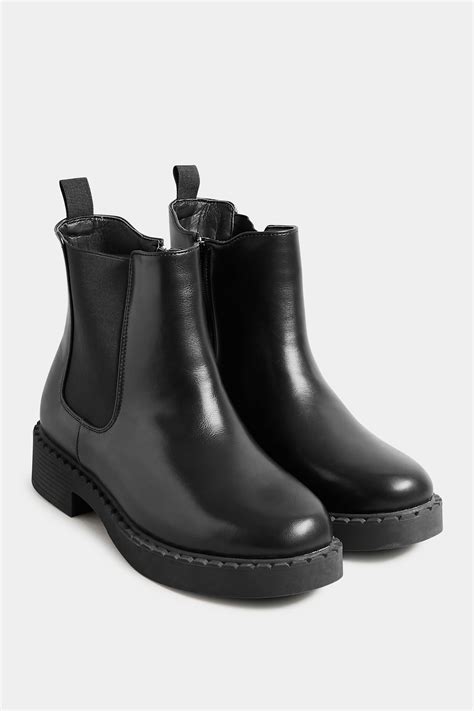 Limited Collection Black Faux Leather Chelsea Boots In Extra Wide Eee