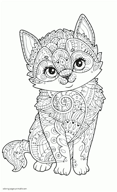 Adult Coloring Animal Pages. Cute Cat | Coloriage mandala animaux, Coloriage mandala, Mandala ...