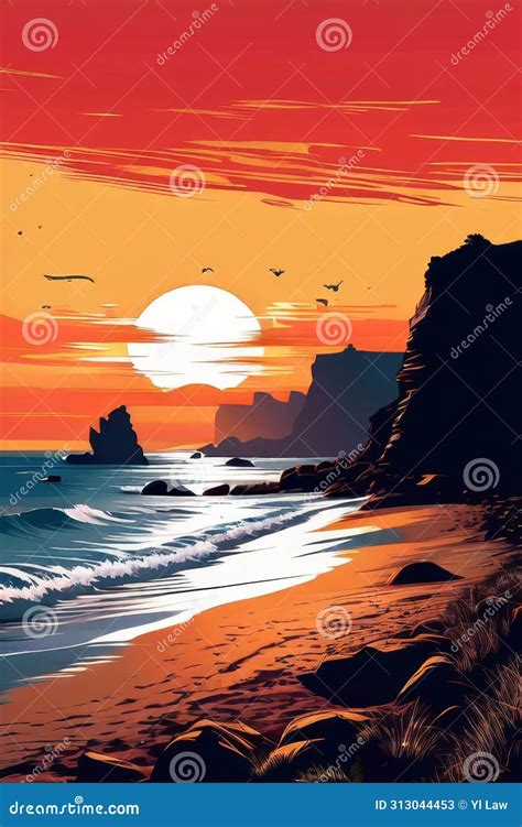 Beach Features Draw The Outline Of The Beach Editorial Stock Photo