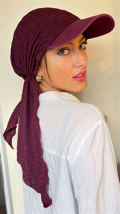 Sun Visor Cap With Attached Pre Tied Scarf Modern Hijab Tichel Sport ...