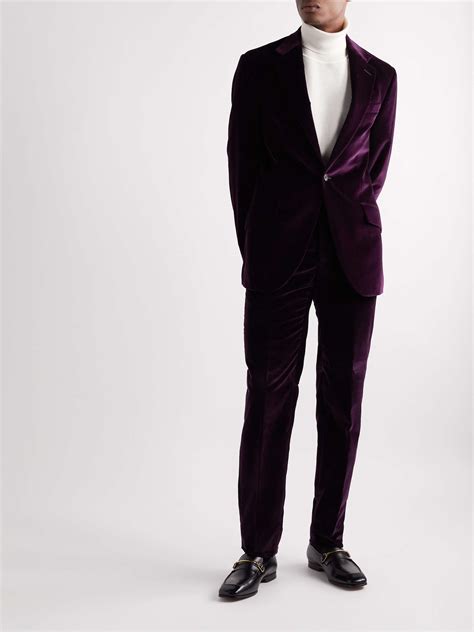 RICHARD JAMES Straight Leg Satin Trimmed Cotton Velvet Tuxedo Trousers