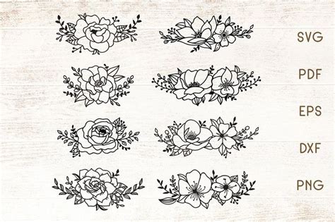 Flowers SVG Set of 8 - Floral SVG | Flower pattern drawing, Butterfly ...