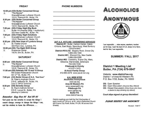 AA Meetings ALCOHOLICS ANONYMOUS