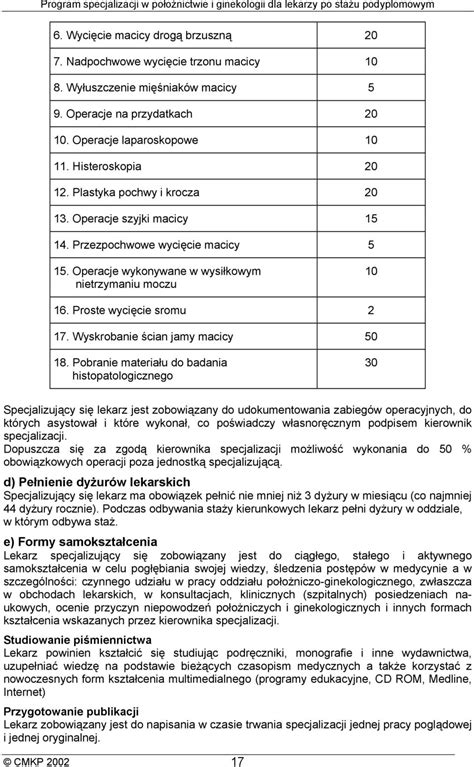 Program Specjalizacji W Po O Nictwie I Ginekologii Pdf Darmowe Pobieranie