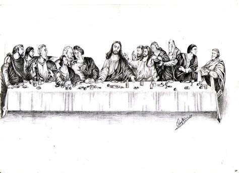 The Last Supper Drawing by Ranjith Kp